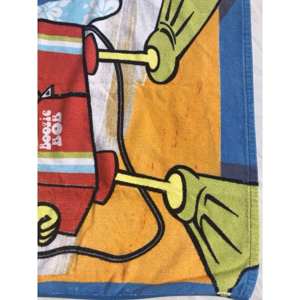 Vtg Y2K SpongeBob Ready Action Beach Towel Nickelodeon 28”x53” Surfboards Retro